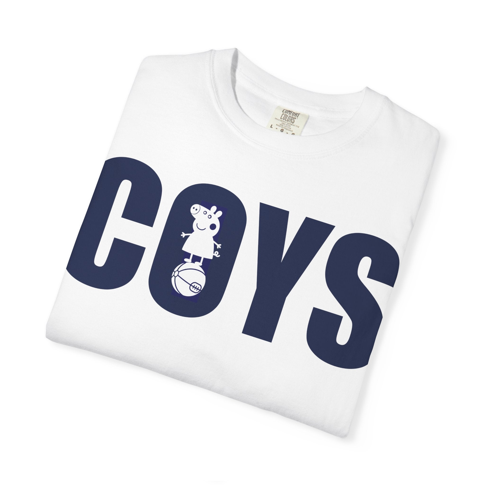 T-Shirt — COYS Football Fan Tee (White, Navy Block Letters)