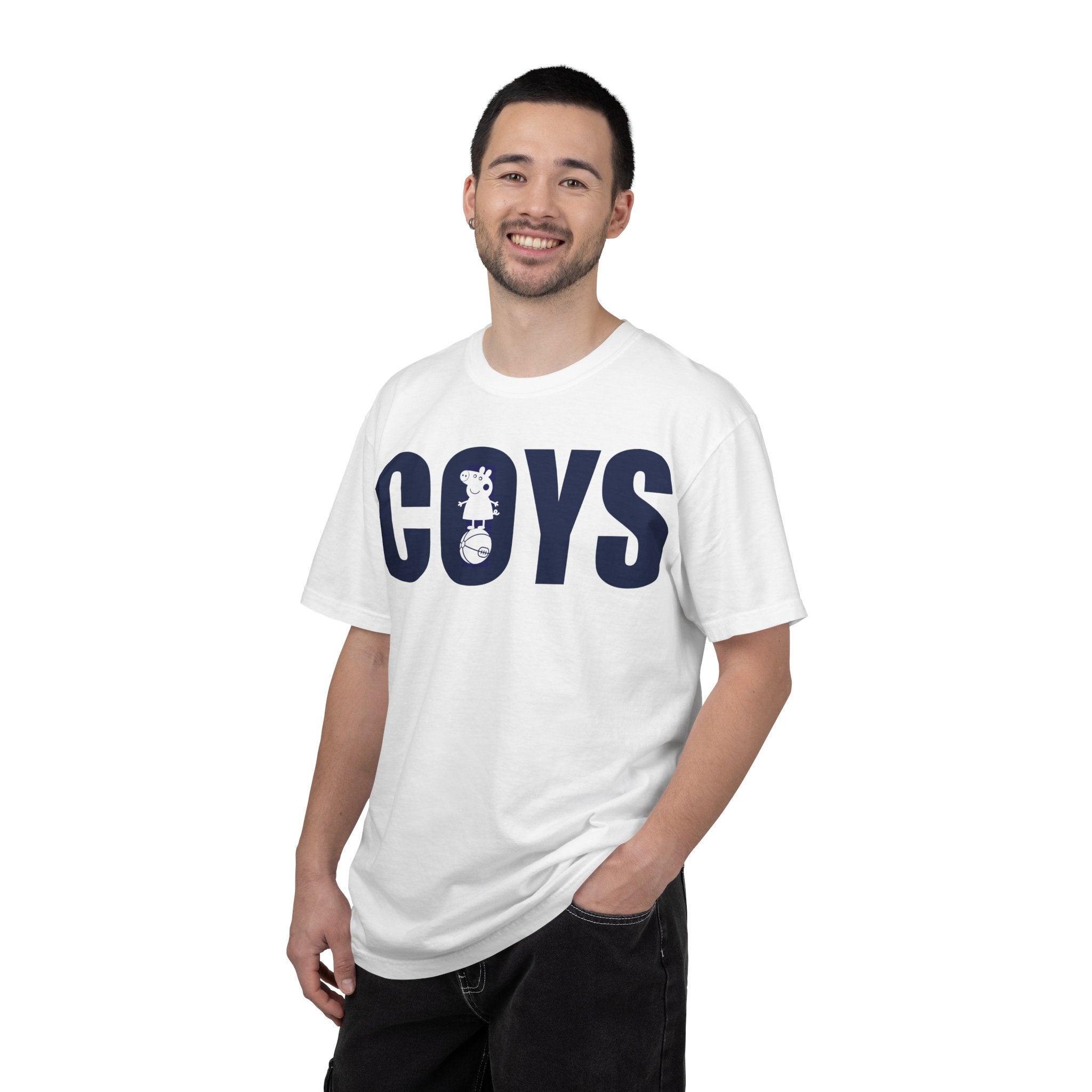 T-Shirt — COYS Football Fan Tee (White, Navy Block Letters)