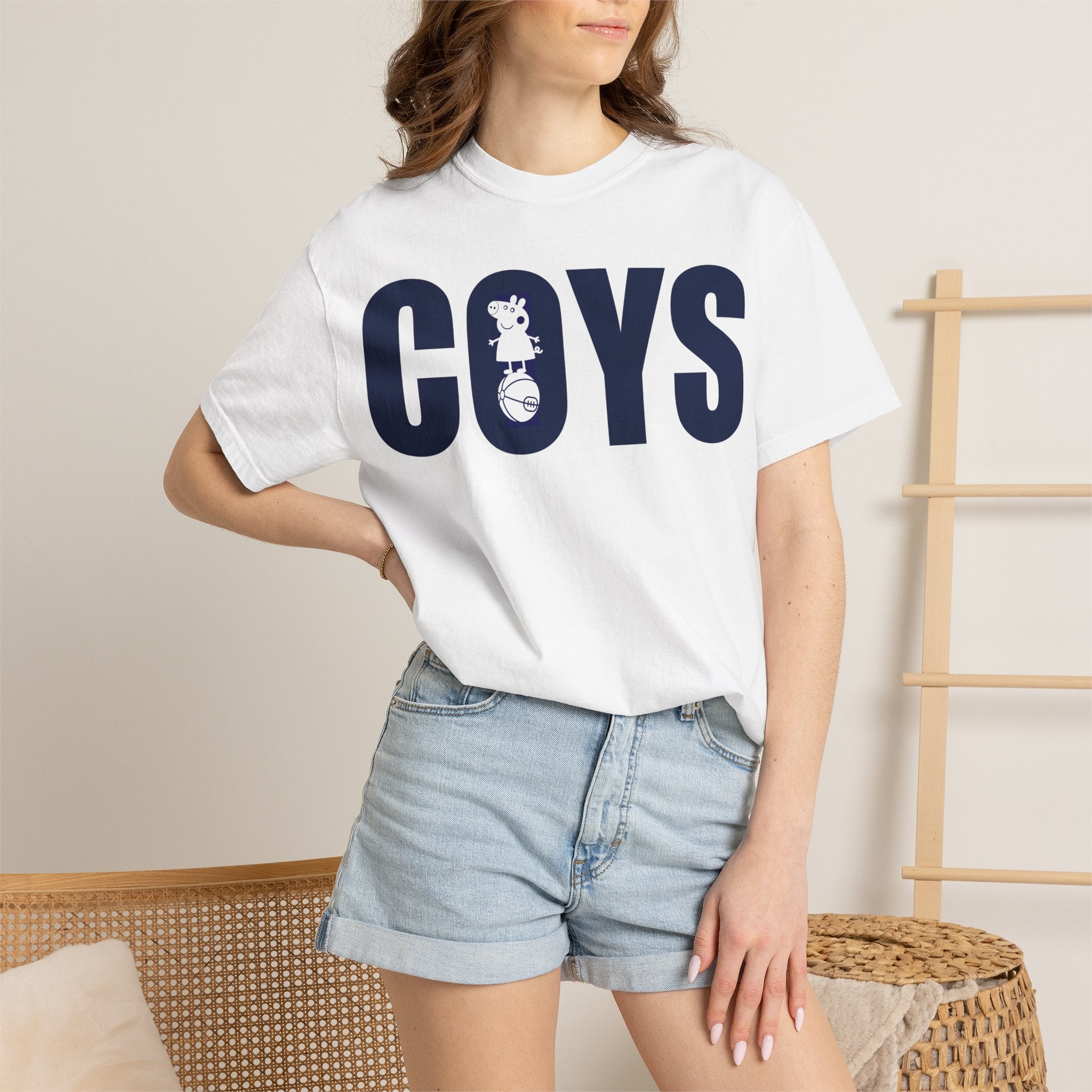 T-Shirt — COYS Football Fan Tee (White, Navy Block Letters)