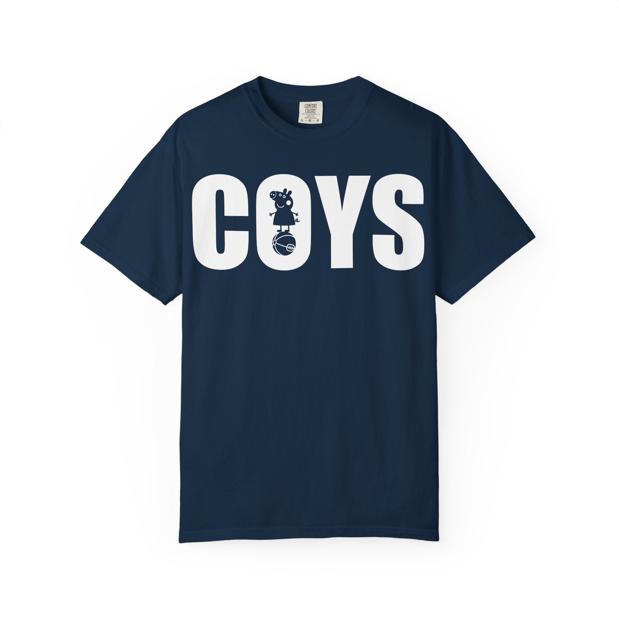 T-Shirt — COYS Football Fan Tee (White, Navy Block Letters)