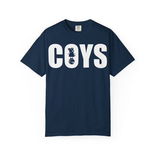 T-Shirt — COYS Football Fan Tee (White, Navy Block Letters)